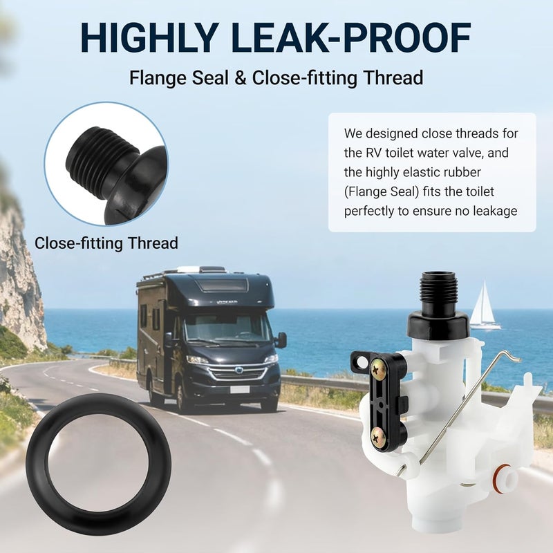 Fetechmate 2 Pack 31705 RV Toilet Water Valve Kit, 31688 Camper Toilet Valve Freeze-resistant Leak-resistant, Compatible with Thet-ford Aqua-Magic V High and Low Toilet, 31687 31684 RV Valve Module by - Image 4